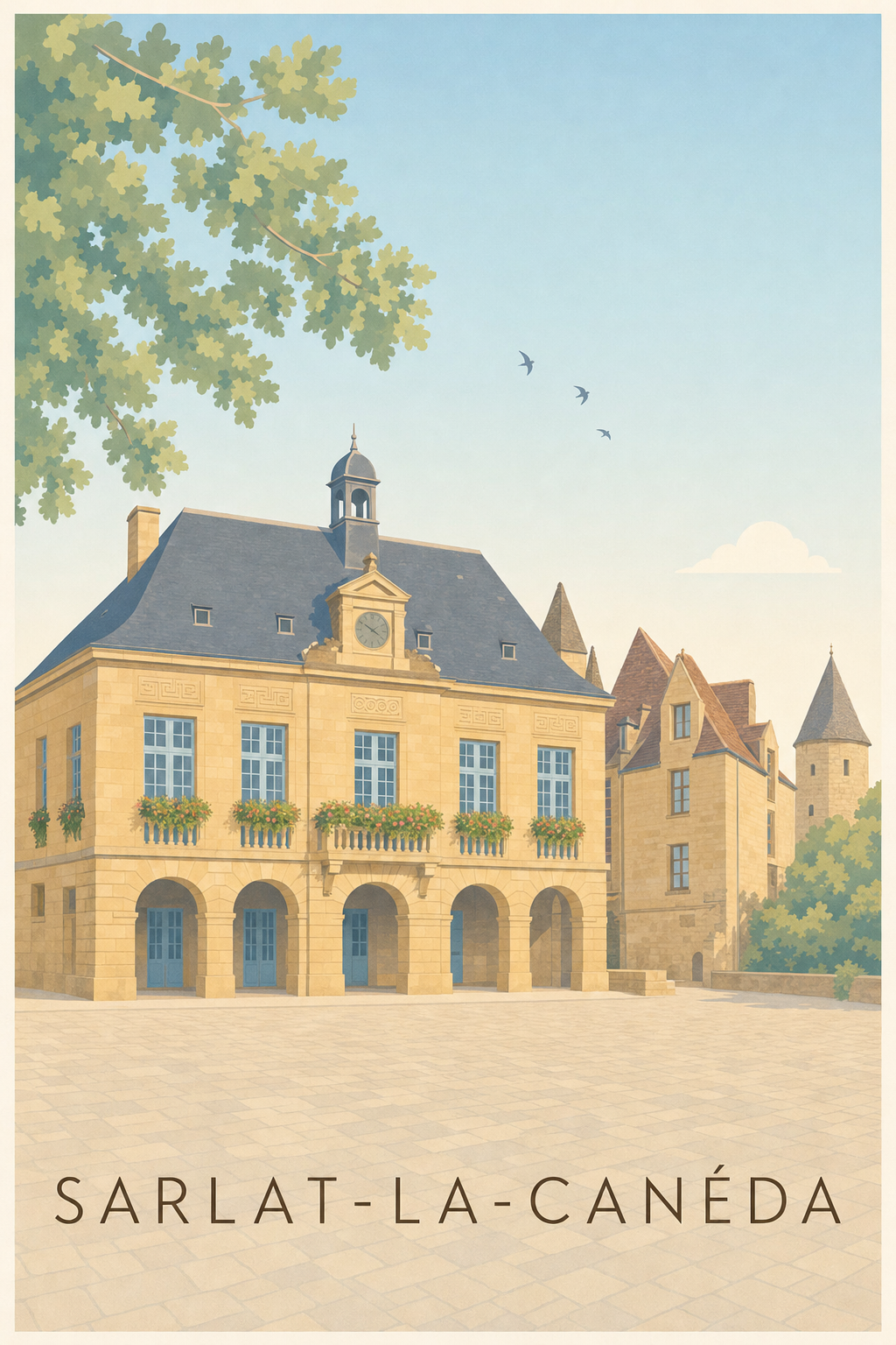 Affiche de Sarlat-la-Canéda, poster pierre blonde