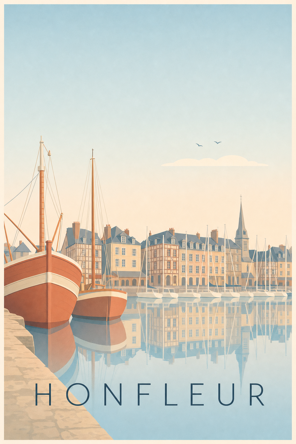 Affiche d'Honfleur, poster port de Normandie