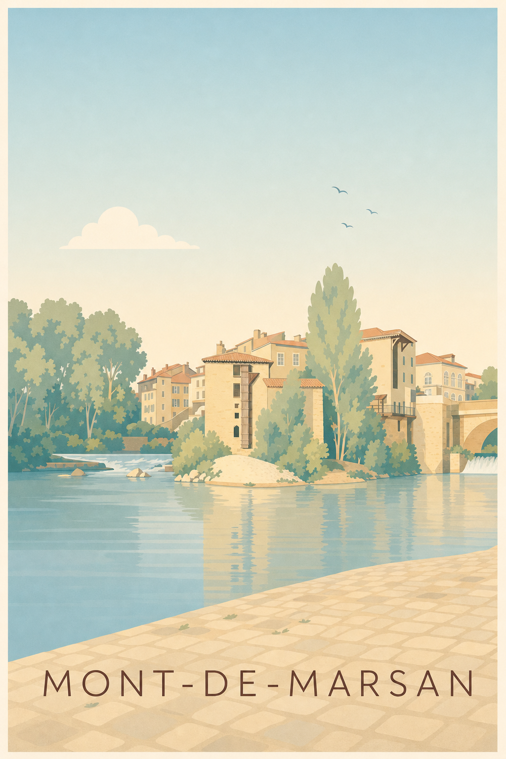 Affiche Mont-de-Marsan, les rives de la Midouze