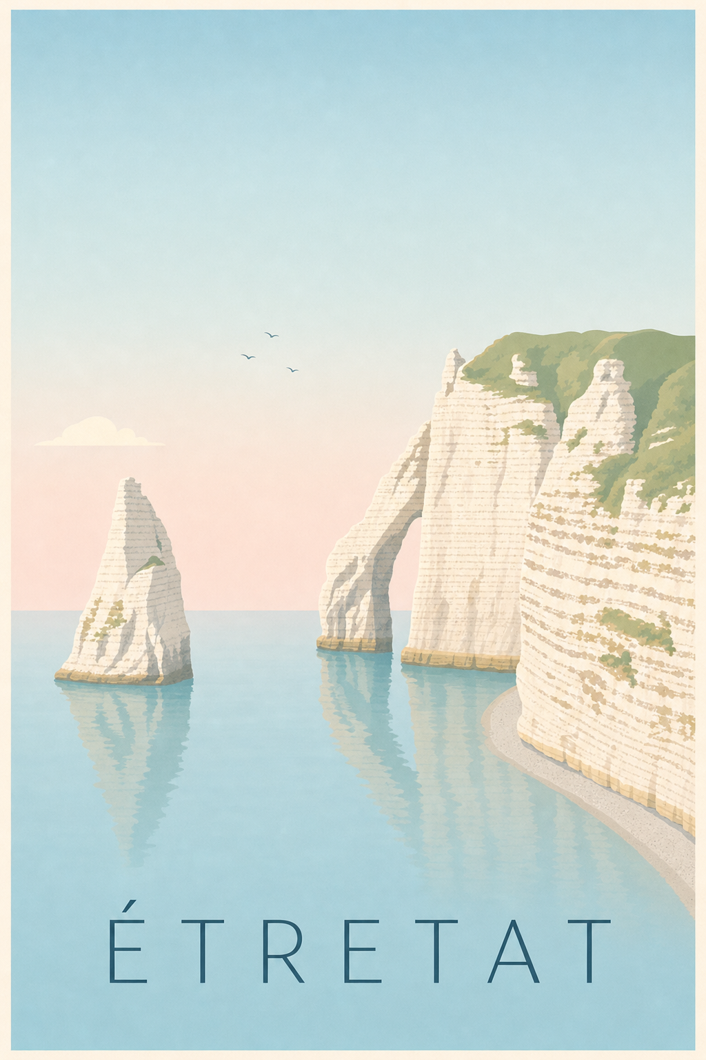 Affiche d'Étretat, poster falaises de craie
