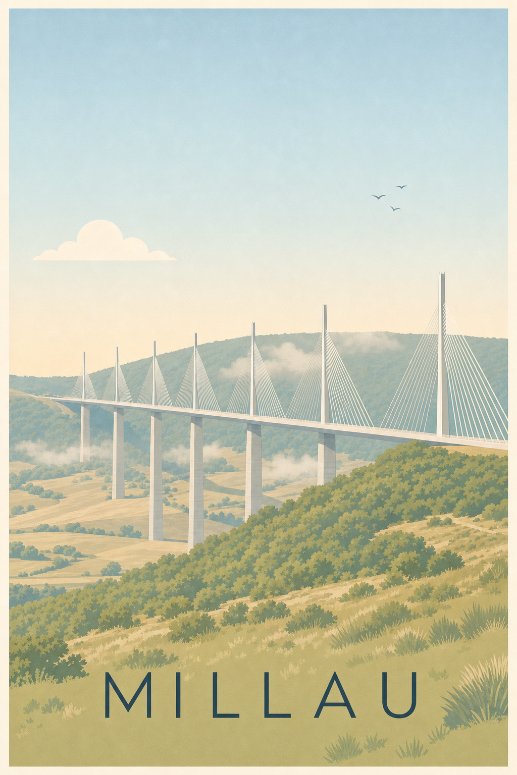 Affiche de Millau, poster du viaduc en Aveyron