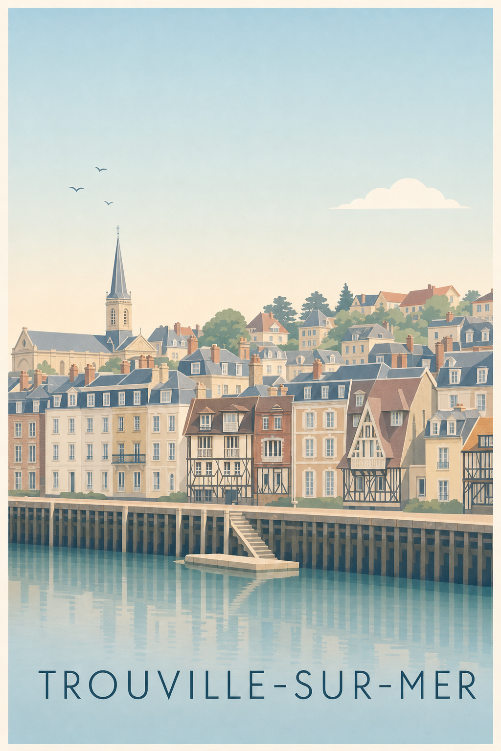 Affiche de Trouville-sur-Mer, poster port de Normandie