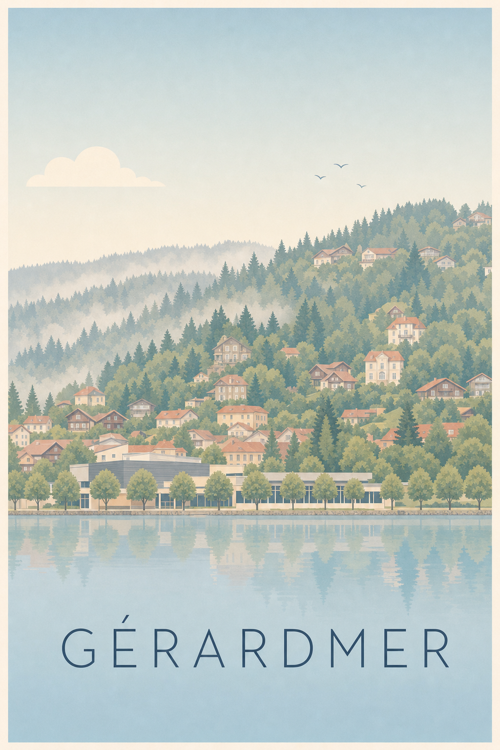 Affiche de Gérardmer, poster lac et sapins
