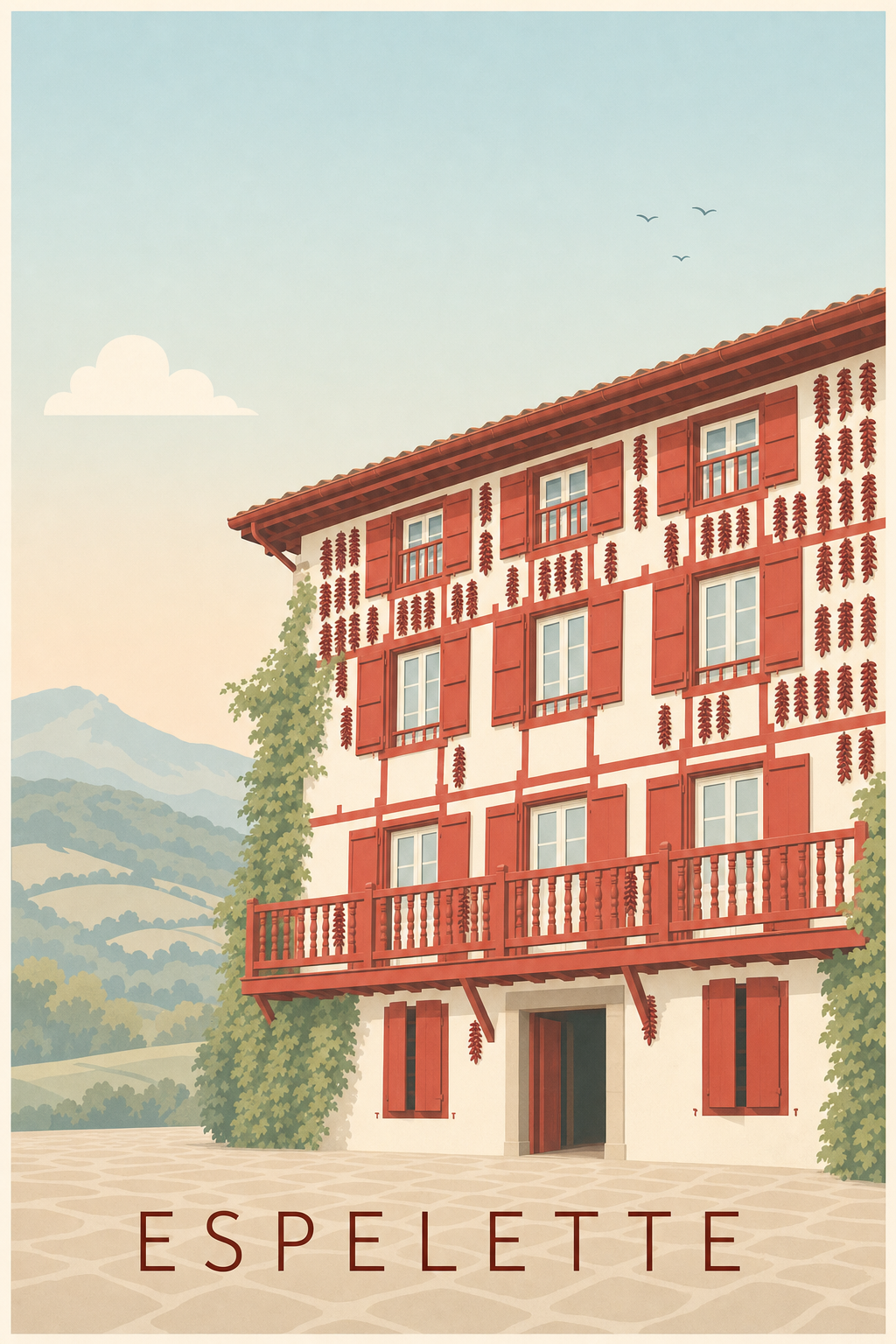 Affiche d'Espelette, piments rouges du Pays basque