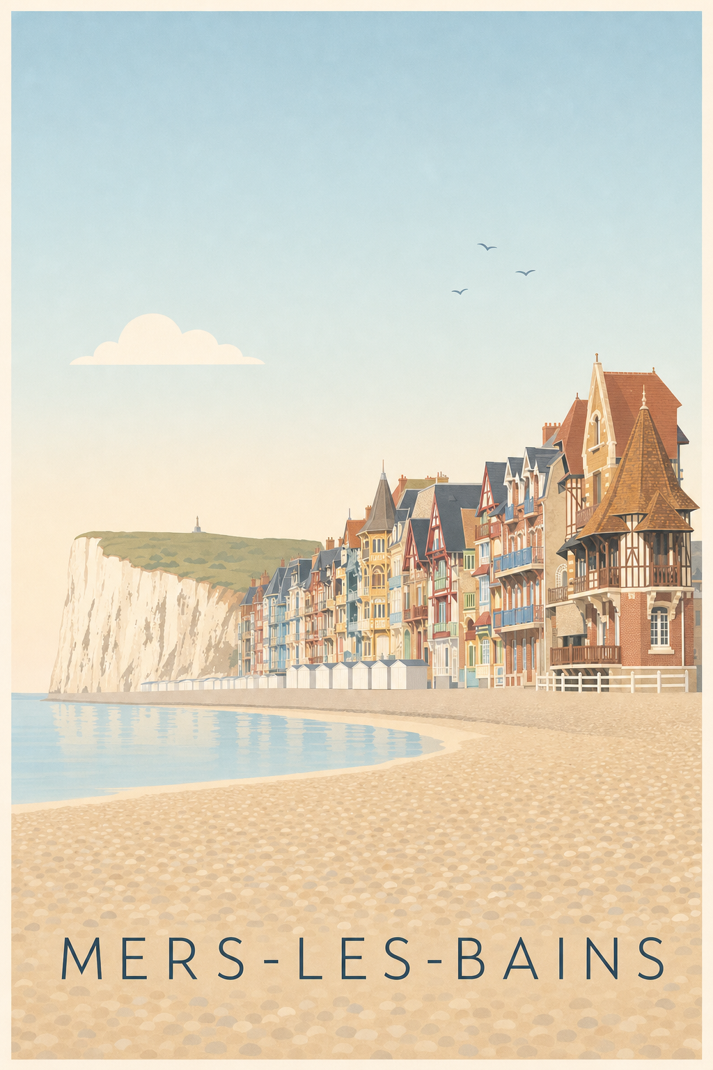 Affiche de Mers-les-Bains, poster villas colorées