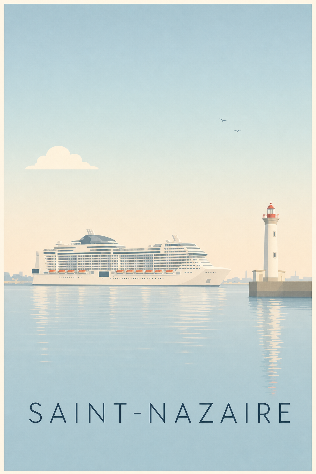 Affiche de Saint-Nazaire, paquebot vintage
