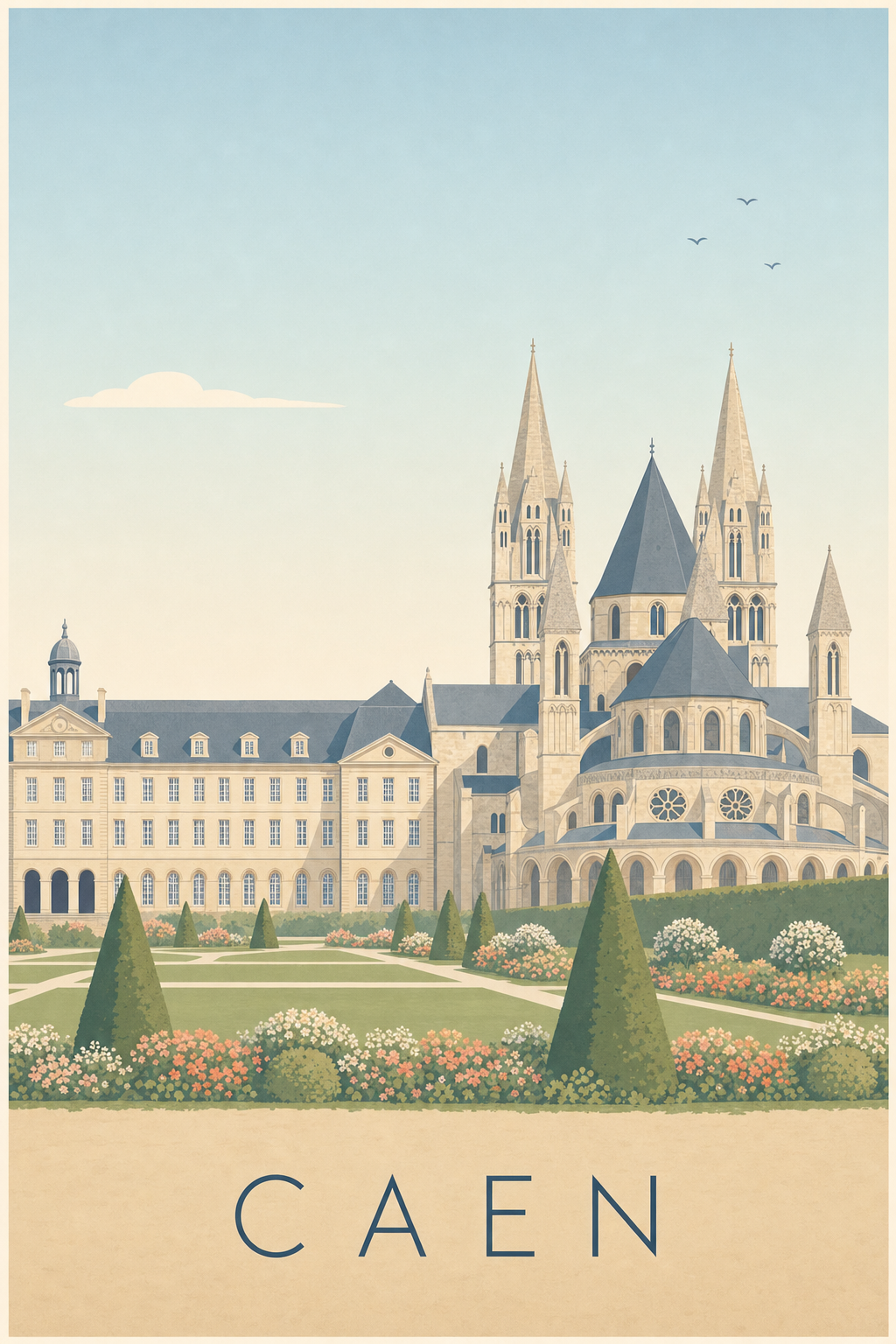 Affiche de Caen, poster Abbaye aux Hommes