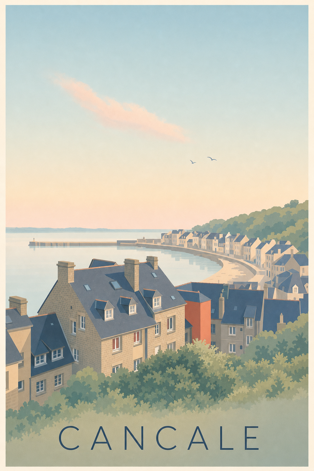 Affiche de Cancale, poster port de la Houle