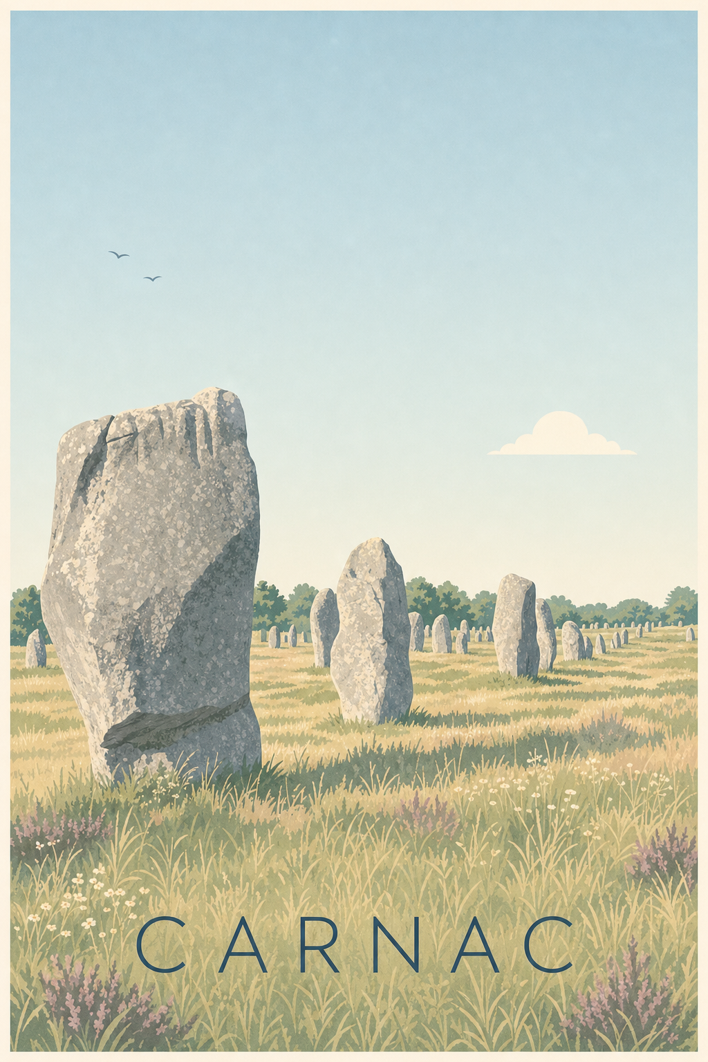 Affiche de Carnac, poster des menhirs de Bretagne