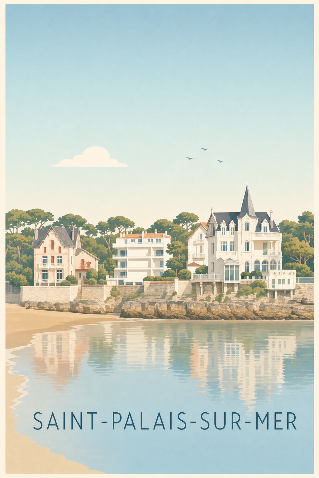 Affiche Saint-Palais-sur-Mer, villas Belle Époque