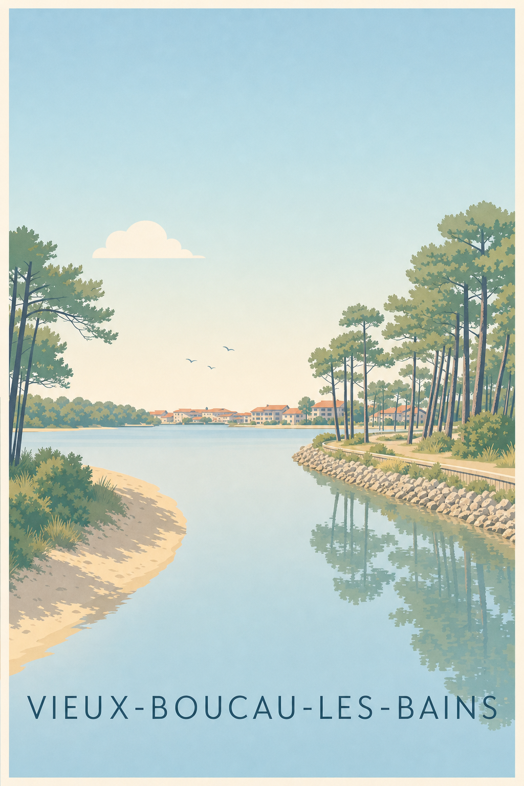 Affiche de Vieux-Boucau-les-Bains, poster lac marin