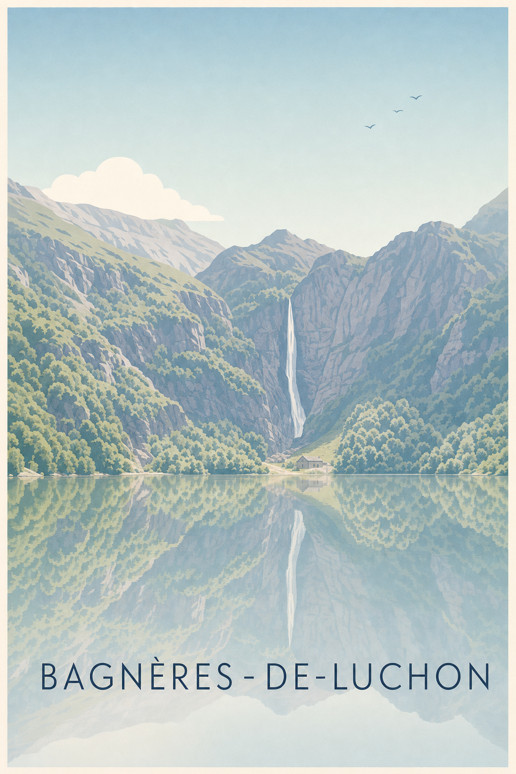 Affiche Bagnères-de-Luchon, poster de la cascade d'Oô