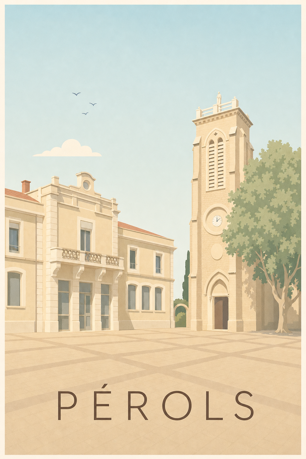 Affiche de Pérols, poster place de la mairie