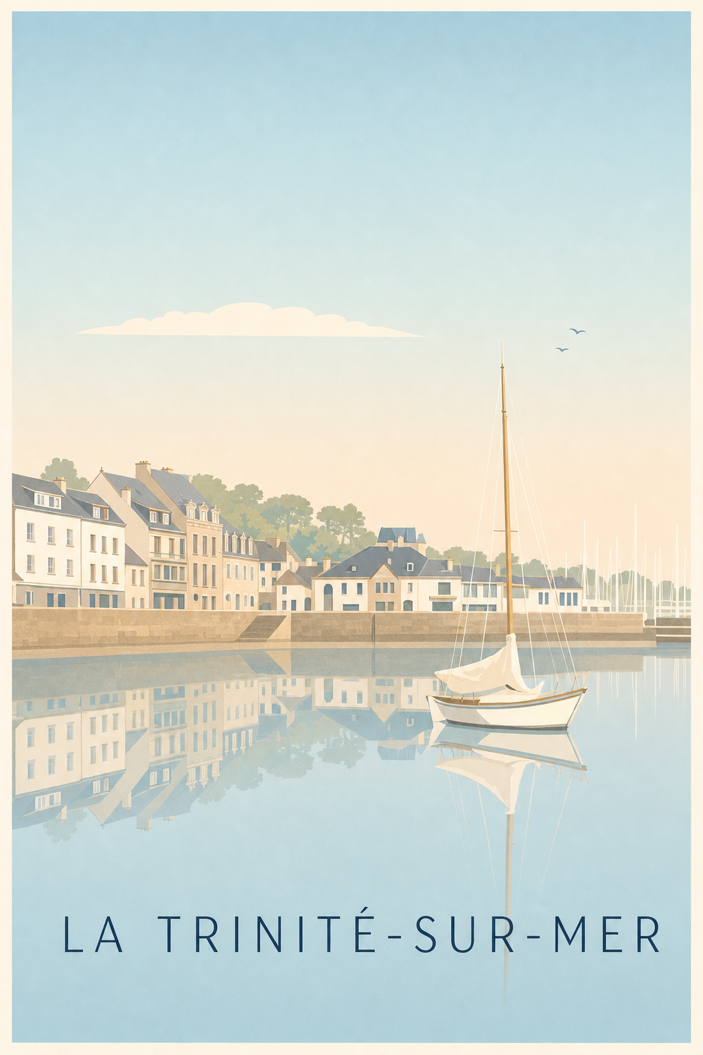 Affiche La Trinité-sur-Mer, poster voilier blanc