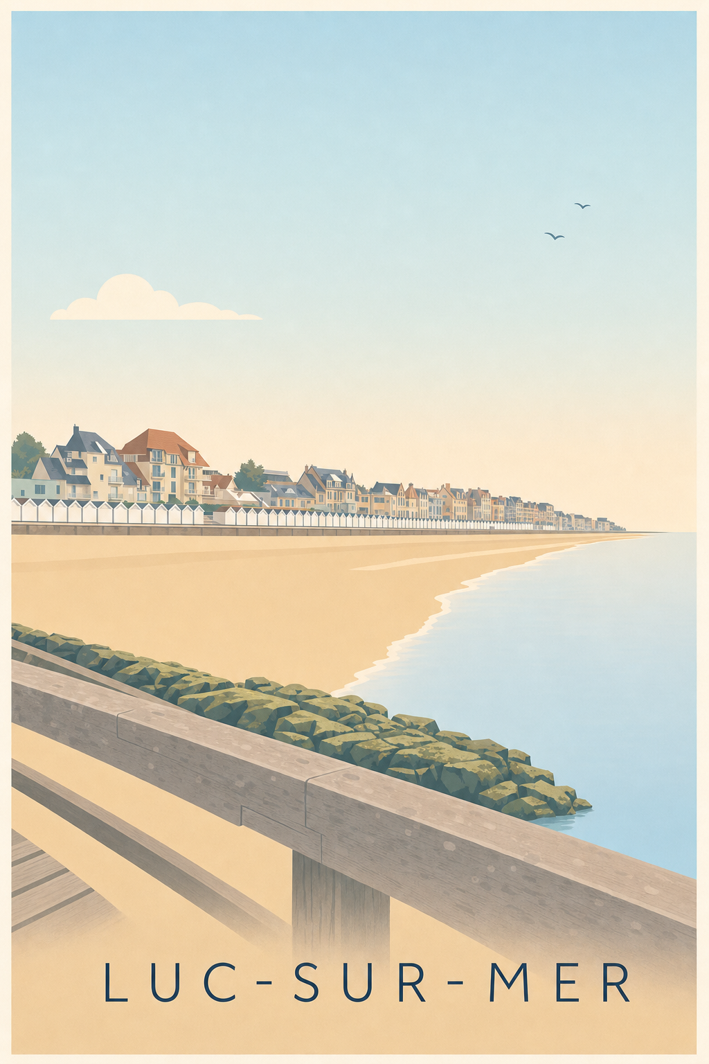 Affiche de Luc-sur-Mer, poster cabines de plage