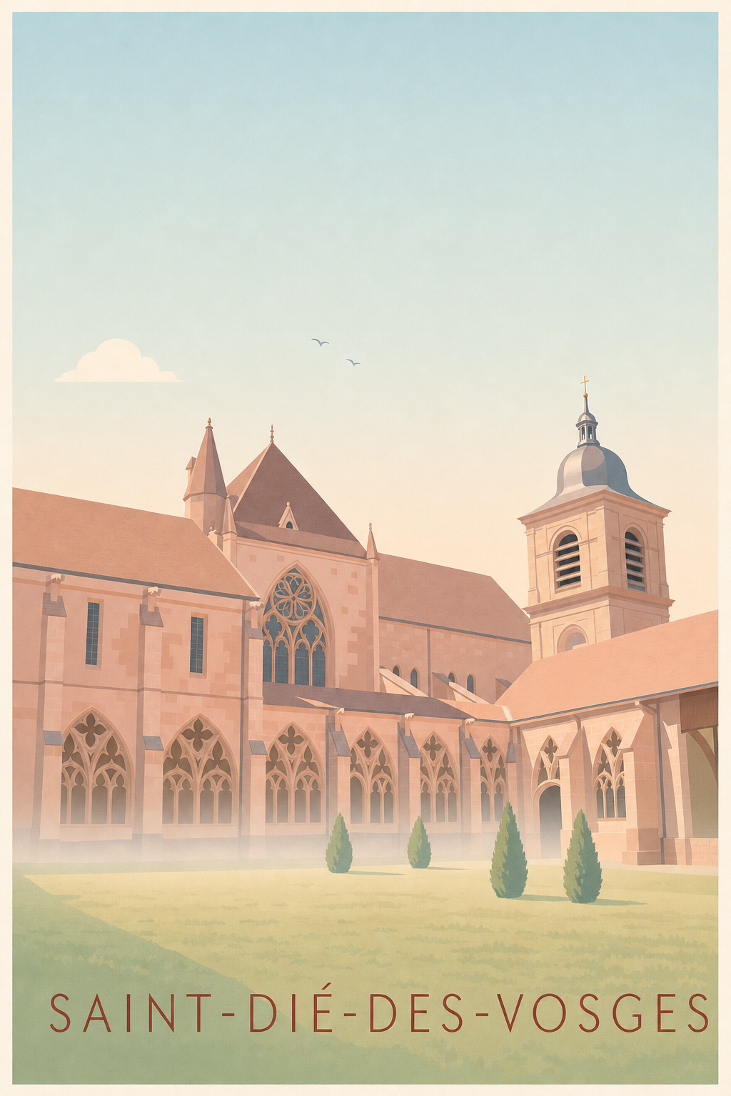 Affiche de Saint-Dié-des-Vosges, poster grès rose