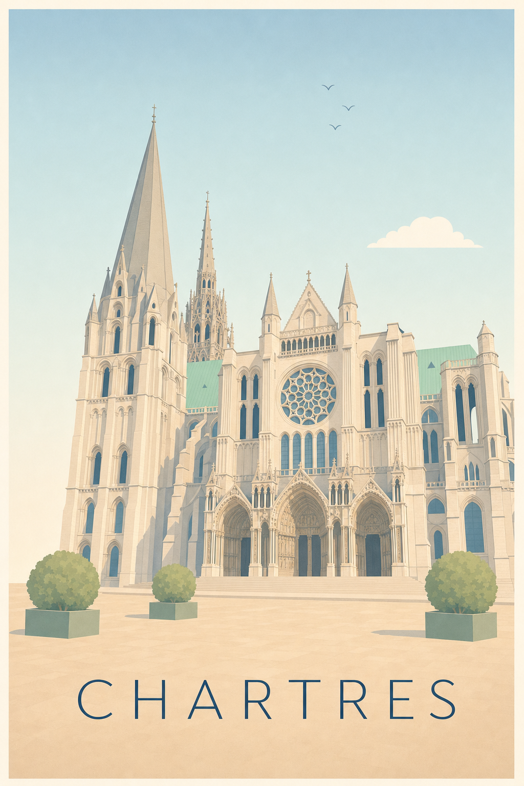 Affiche de Chartres, poster cathédrale de France
