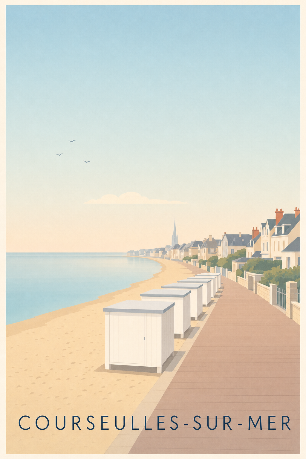 Affiche de Courseulles-sur-Mer, poster cabines de plage