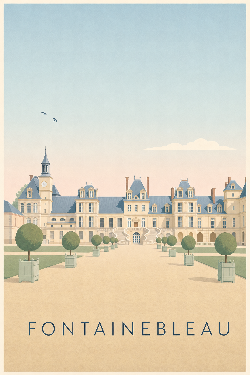Affiche de Fontainebleau, poster château et jardins