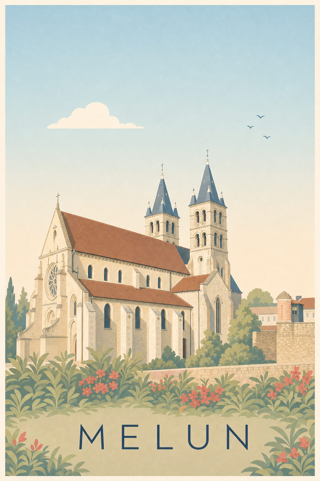 Affiche de Melun, poster Collégiale Notre-Dame