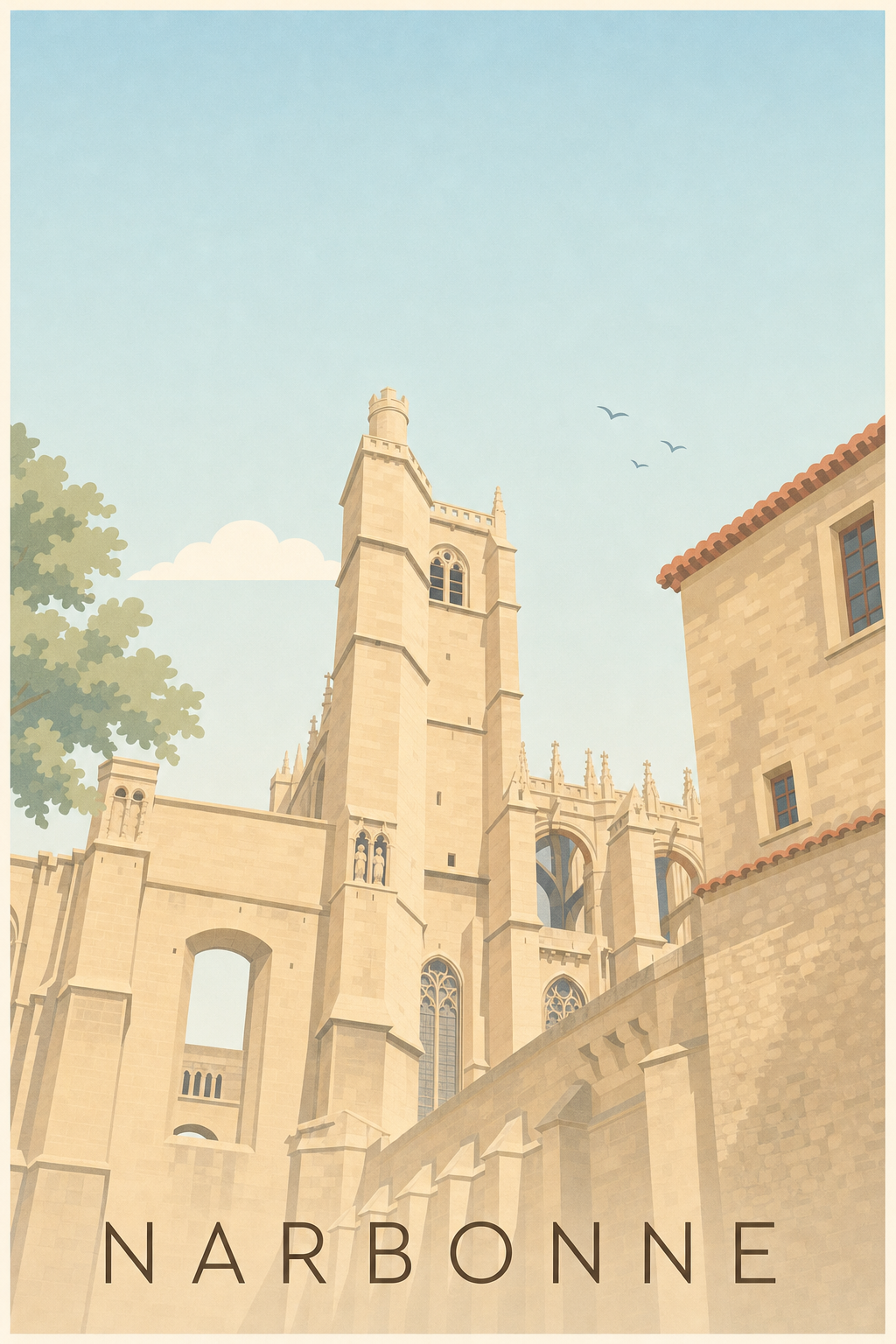 Affiche de Narbonne, poster Cathédrale Saint-Just