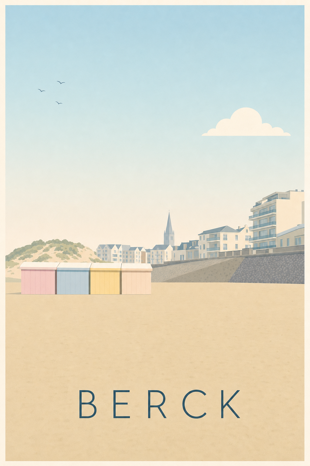 Affiche de Berck, poster cabines colorées