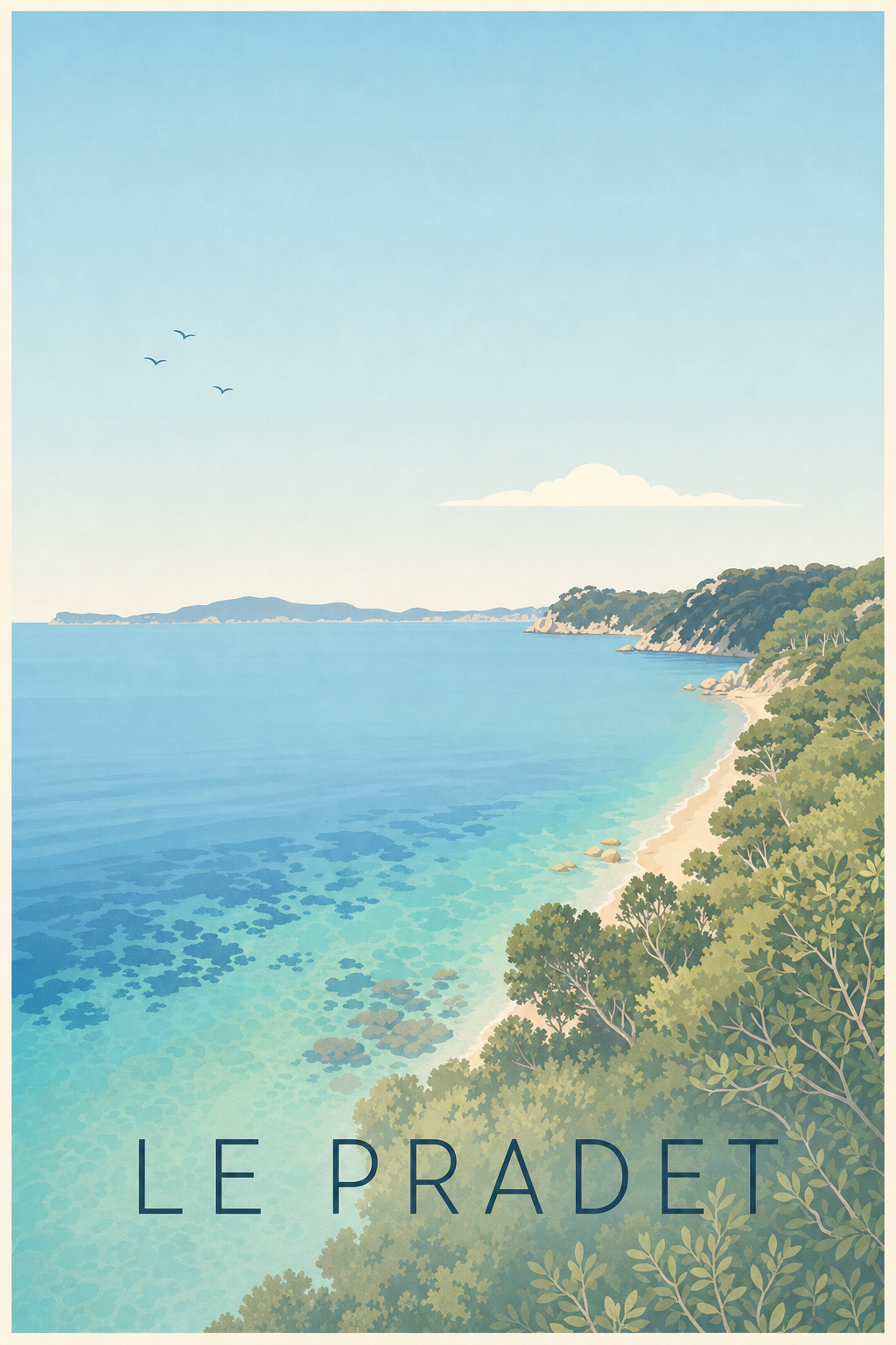 Affiche Le Pradet, poster plage de la Garonne