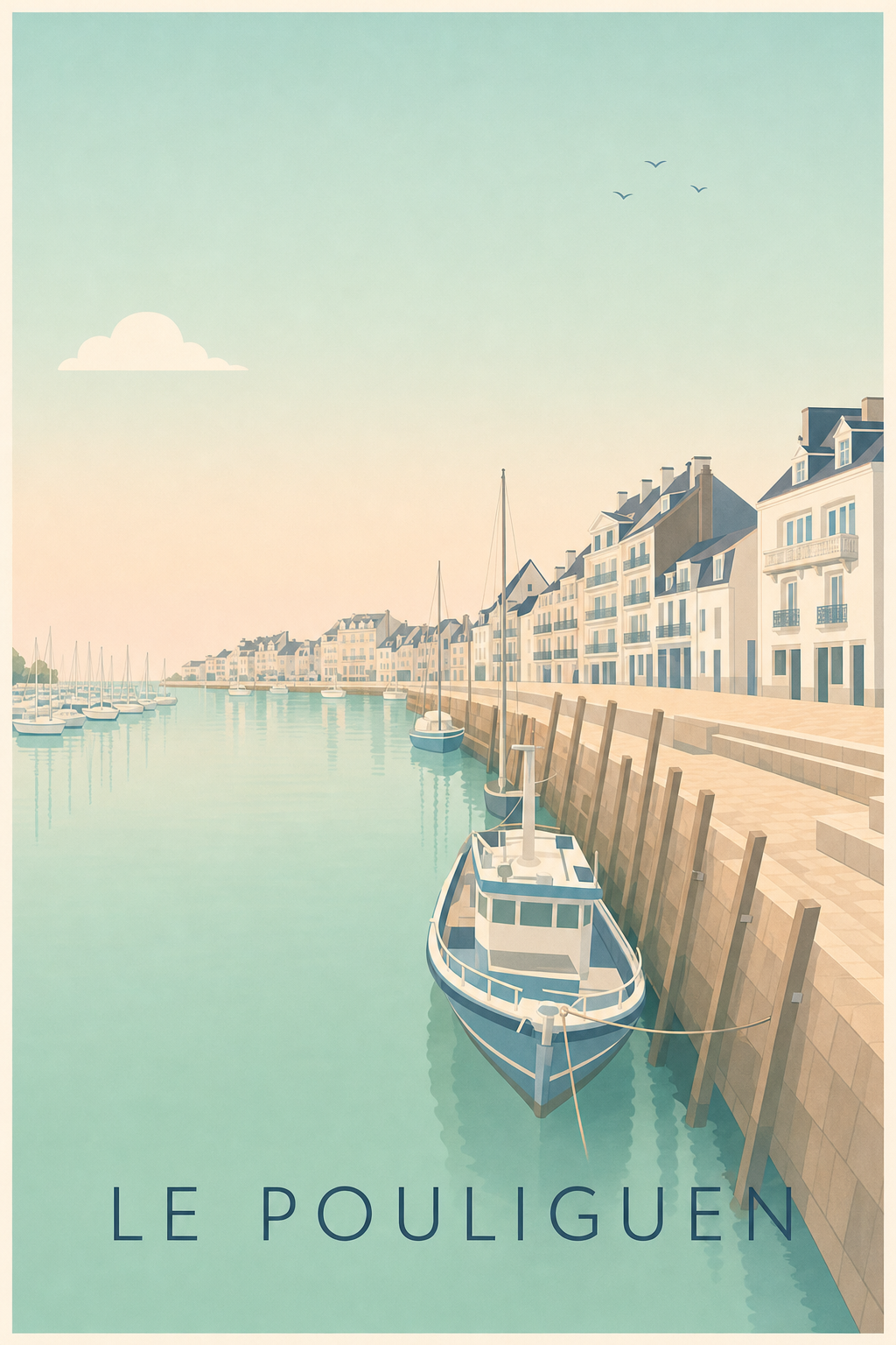 Affiche du Pouliguen, poster port et bateaux
