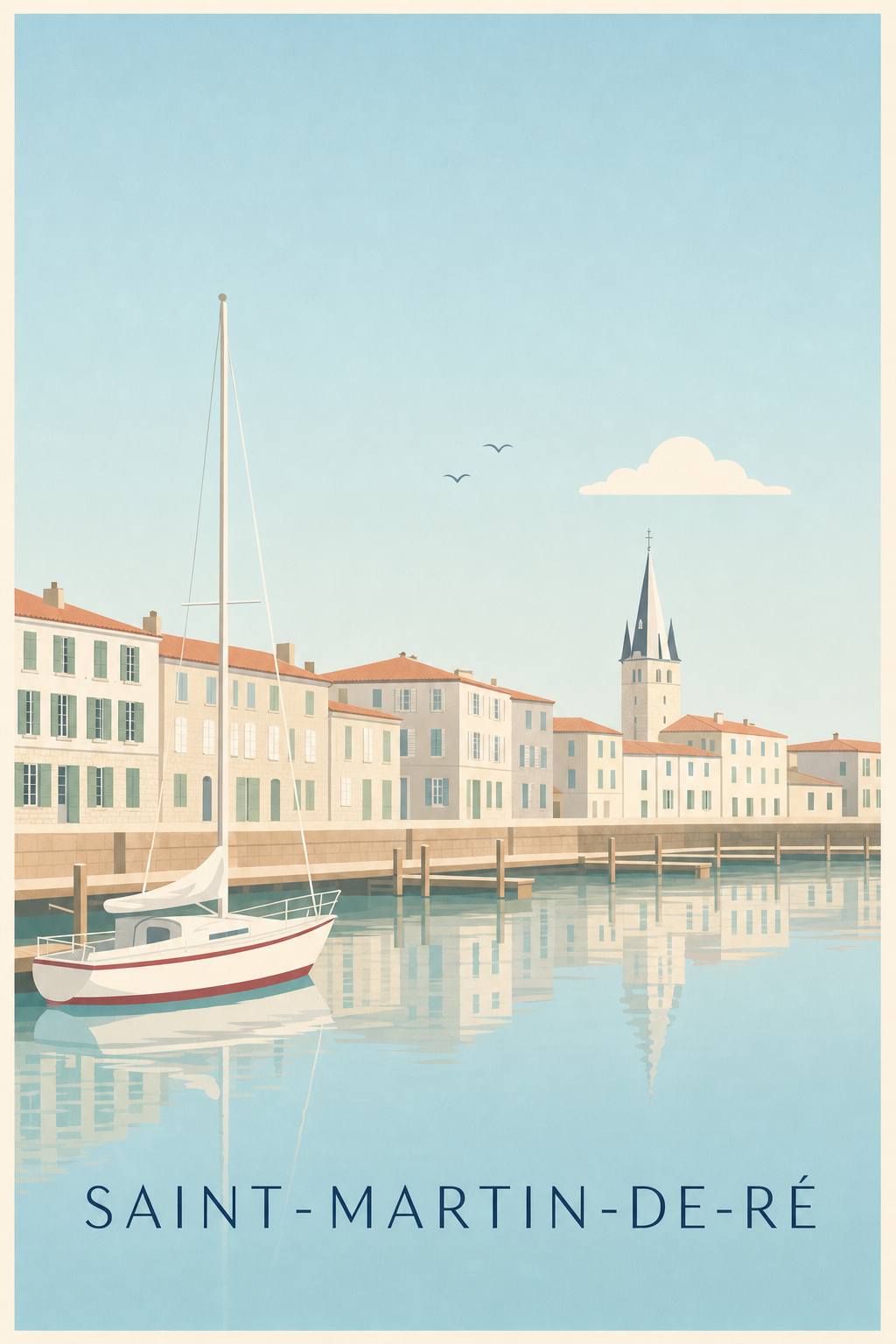 Affiche de Saint-Martin-de-Ré, poster du port et clocher