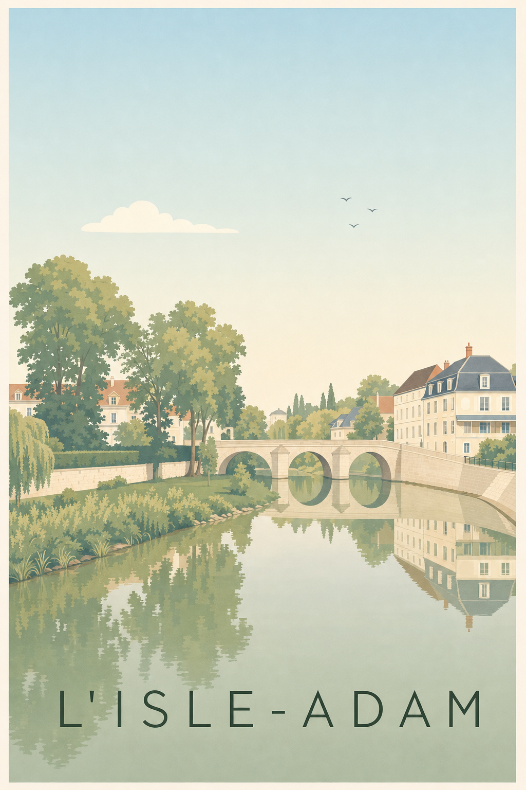 Affiche de L'Isle-Adam, poster pont de pierre