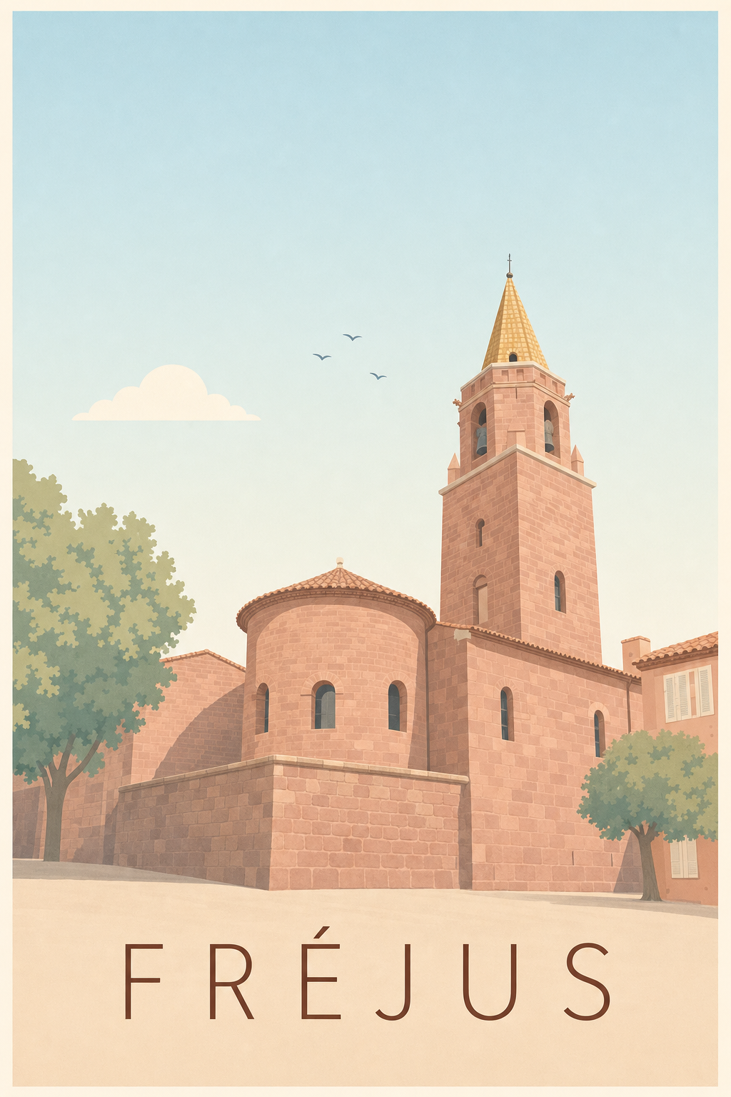 Affiche de Fréjus, poster cathédrale Saint-Léonce