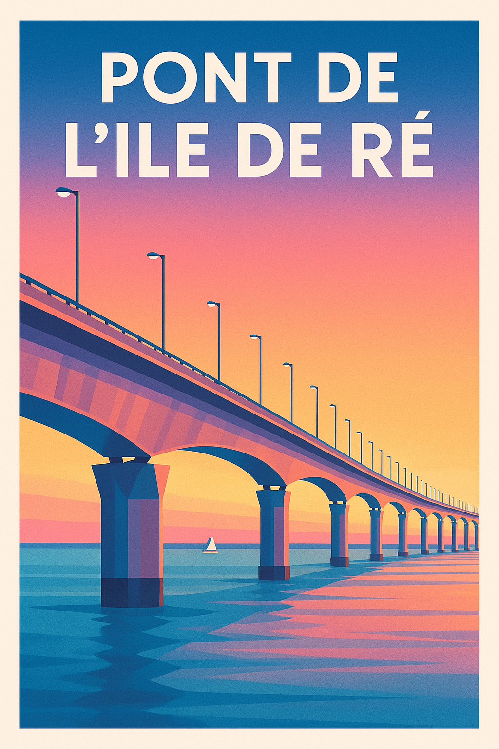 Affiche de Pont de l'île de Ré - L'élégance architecturale au coucher du soleil