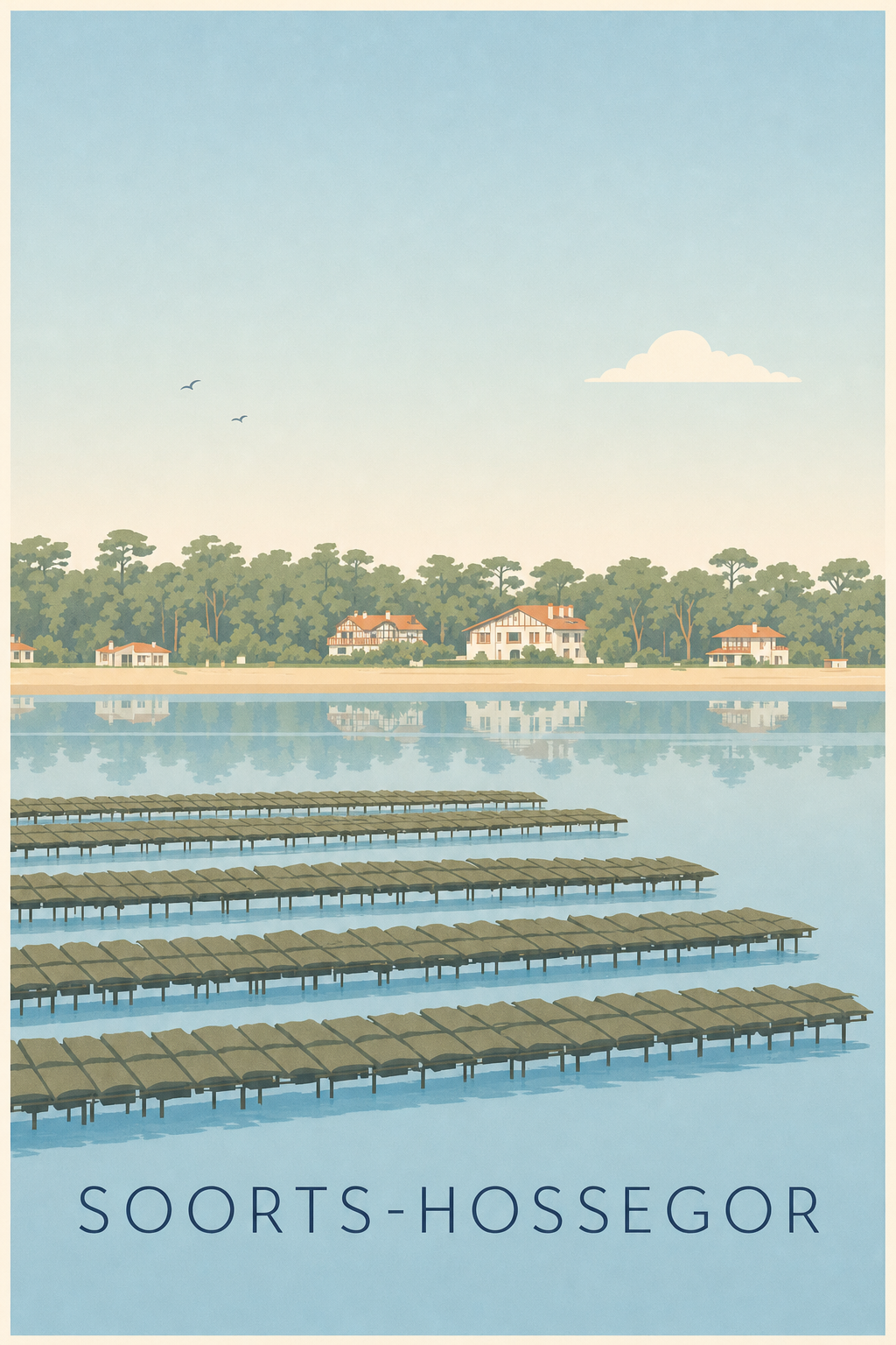 Affiche de Soorts-Hossegor, poster parcs à huîtres
