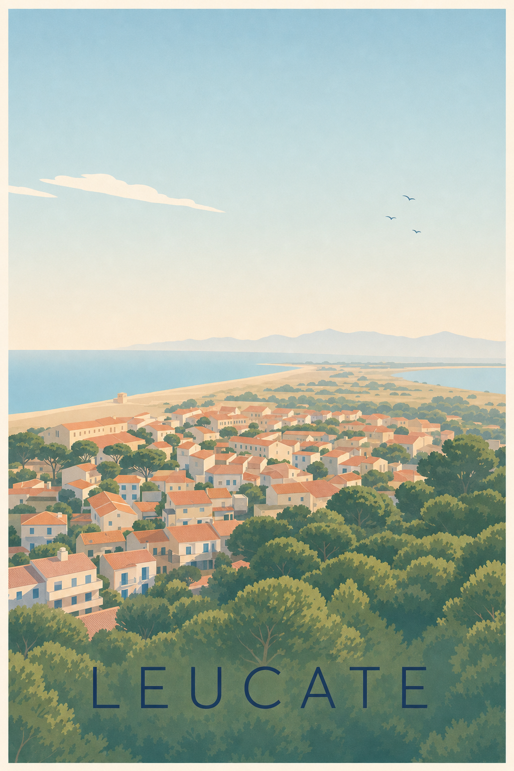 Affiche de Leucate, poster vue sur le village