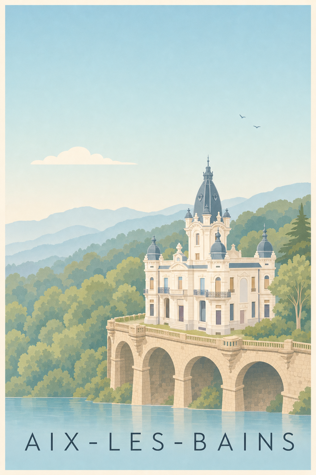 Affiche d’Aix-les-Bains, poster château de la Roche du Roi