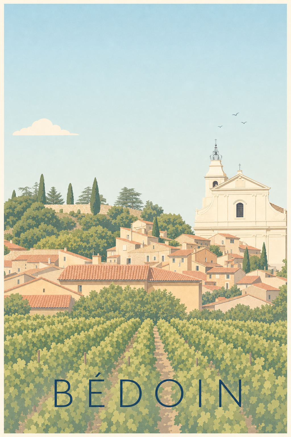 Affiche de Bédoin, poster village de Provence