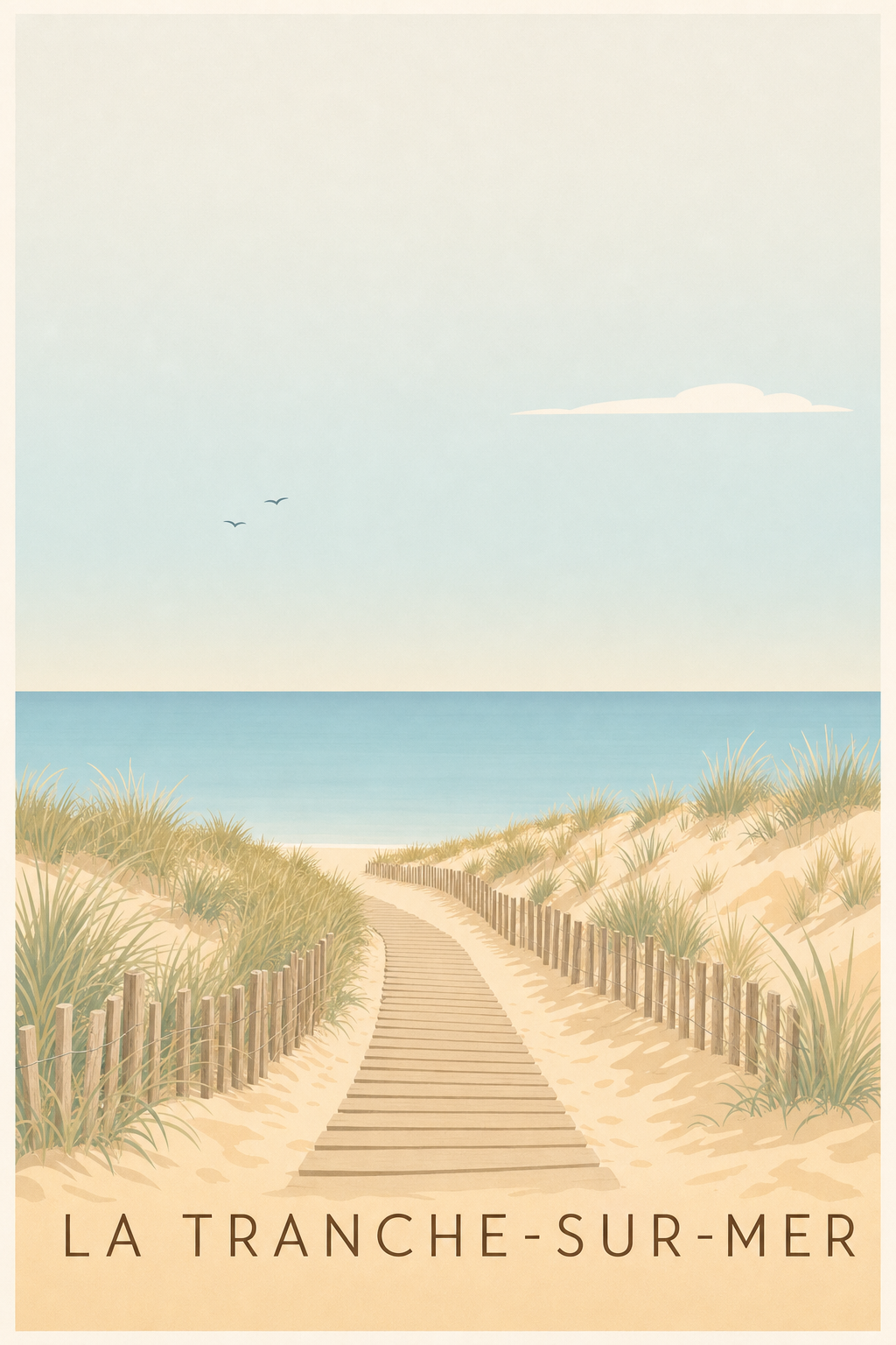 Affiche La Tranche-sur-Mer, poster de la plage vendéenne