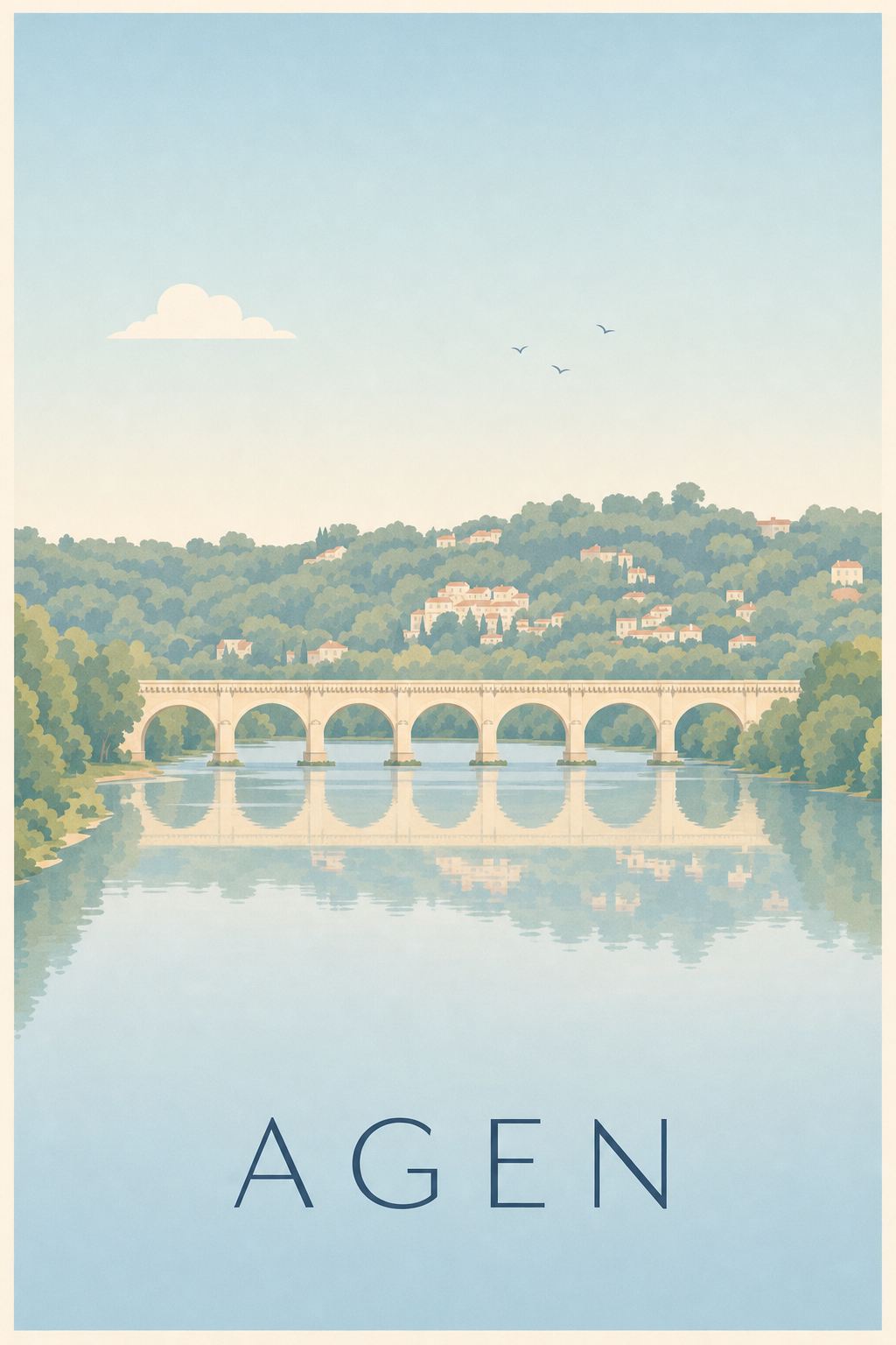 Affiche d'Agen, poster Pont-canal du Lot-et-Garonne