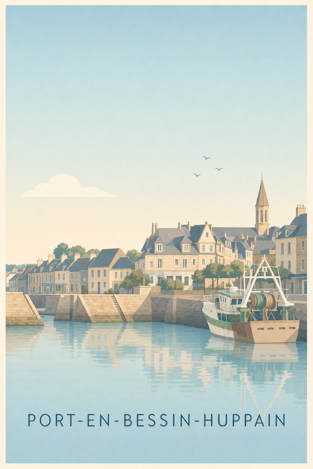 Affiche de Port-en-Bessin-Huppain, poster bateau de pêche