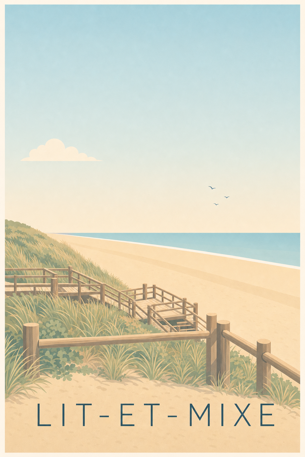 Poster de Lit-et-Mixe, affiche dunes landaises