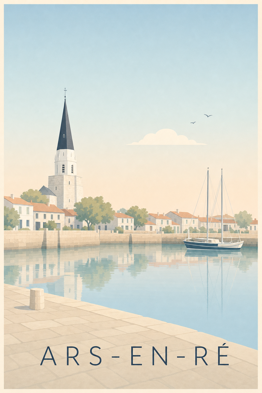 Affiche d'Ars-en-Ré, poster port de l'Île de Ré