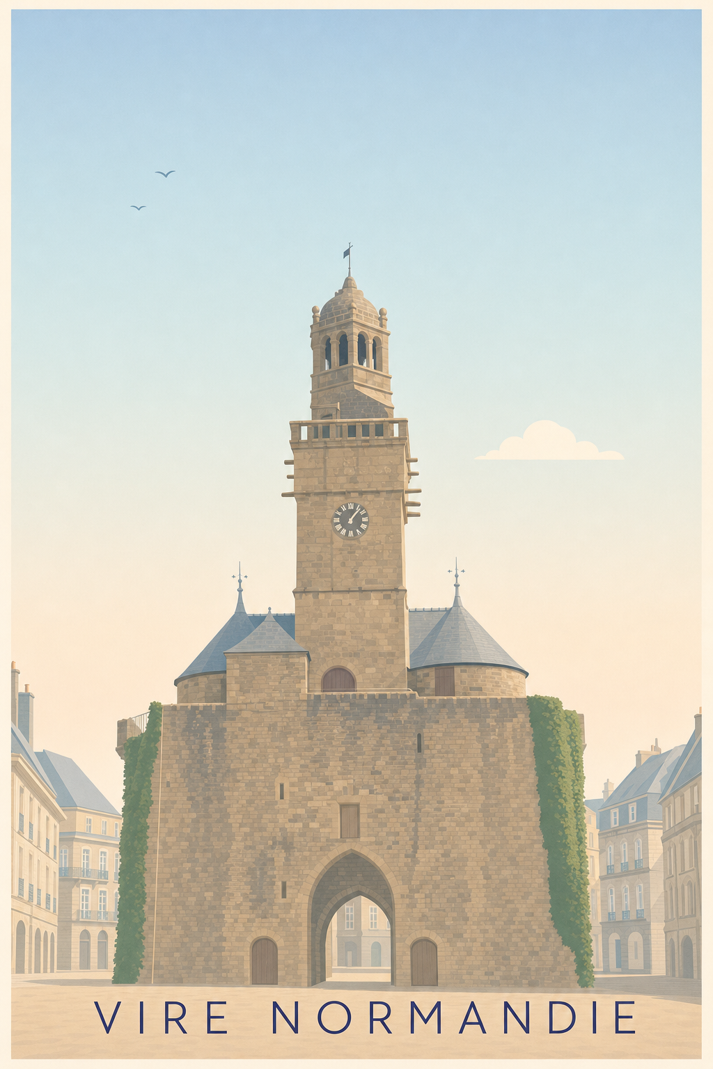 Affiche de Vire Normandie, poster Porte Horloge