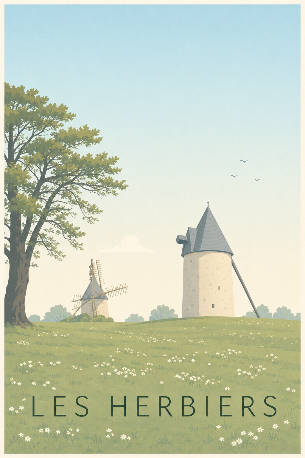 Affiche des Herbiers, poster moulins du Mont des Alouettes