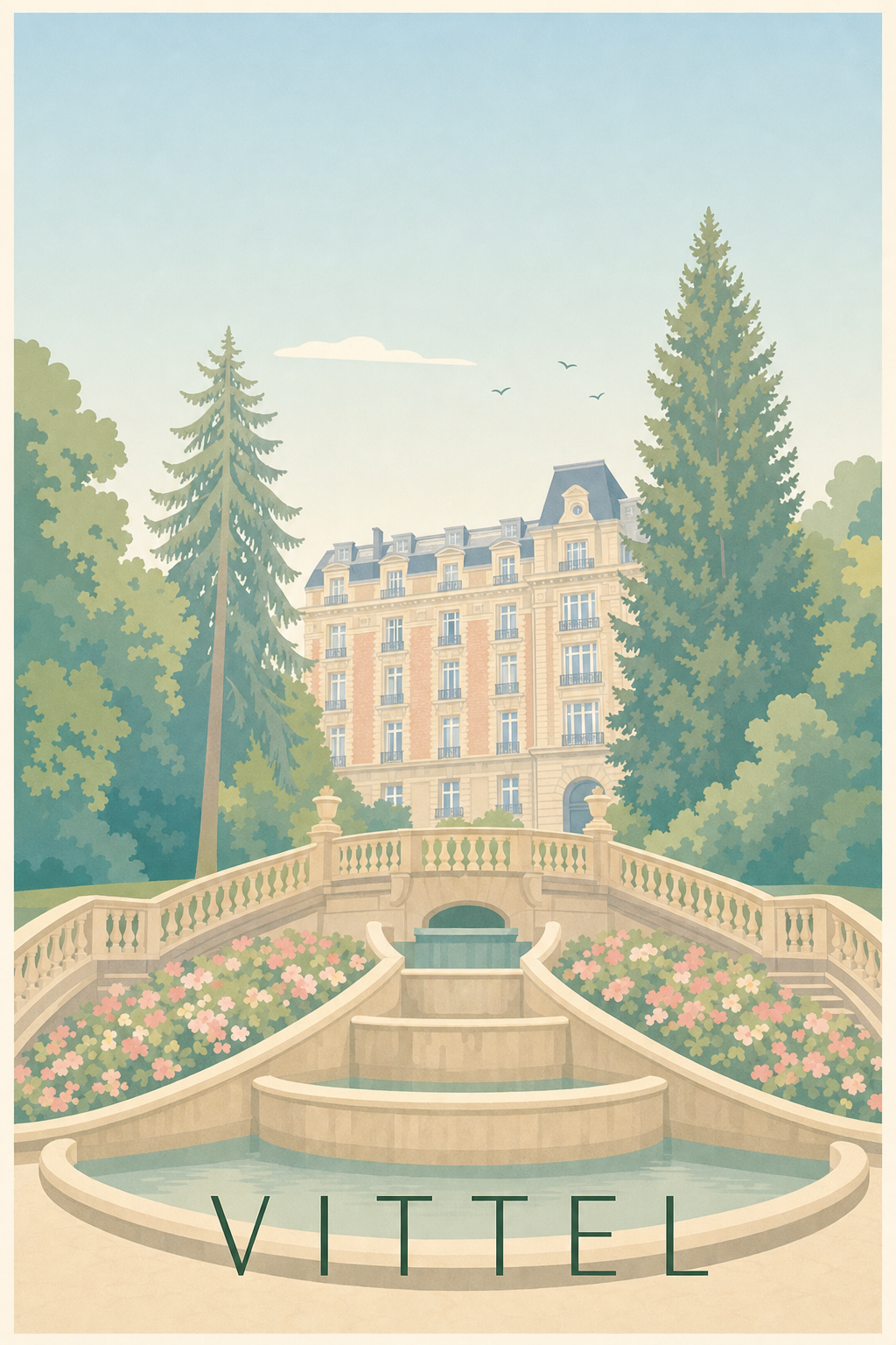 Affiche de Vittel, poster de la fontaine thermale