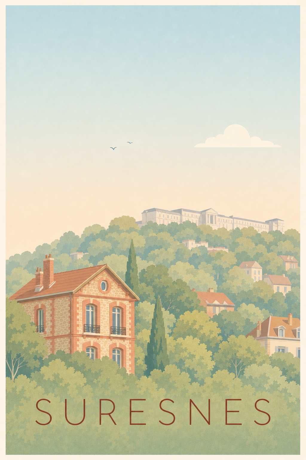 Affiche de Suresnes, poster vue sur Paris