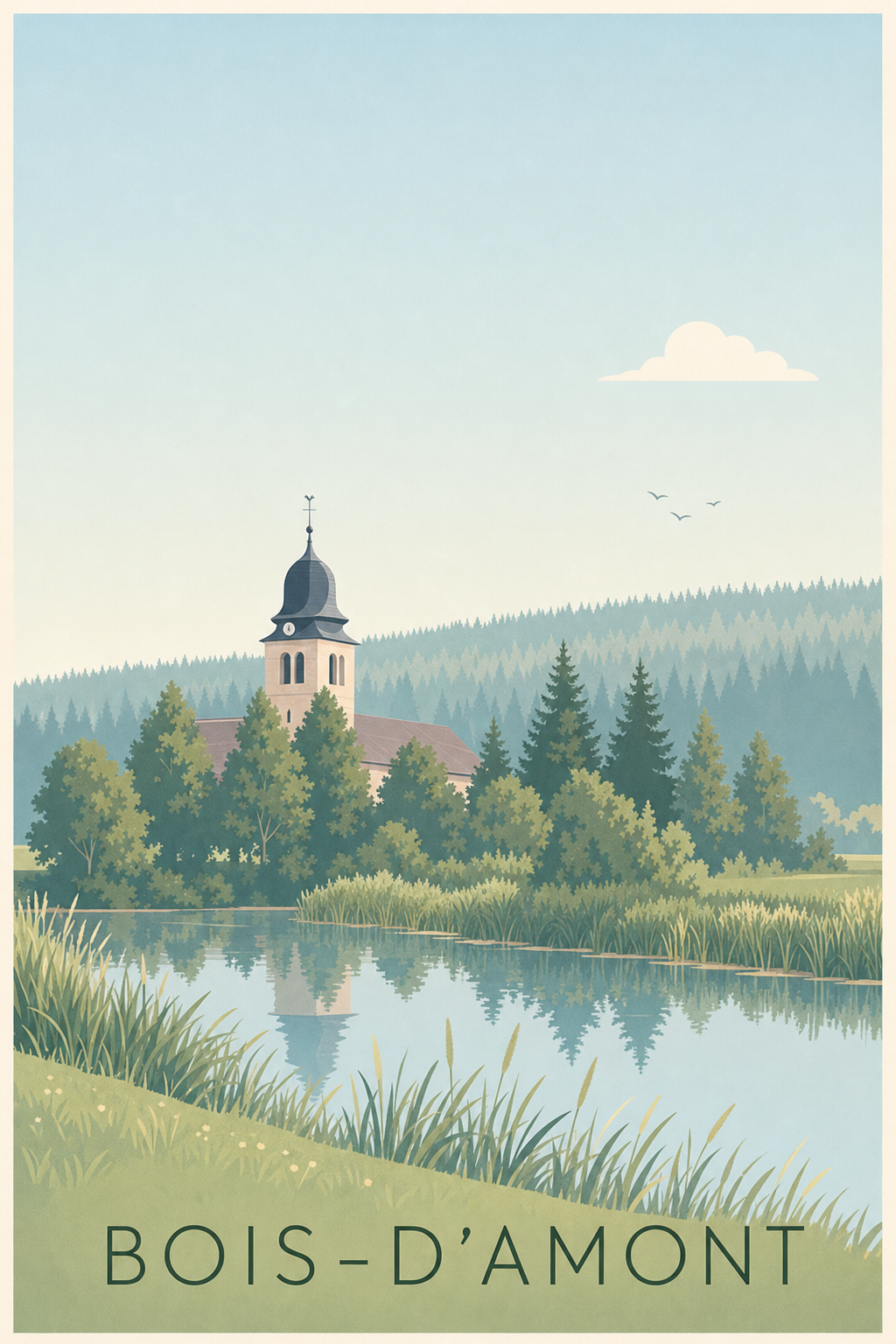 Affiche de Bois-d'Amont, poster calme du Jura