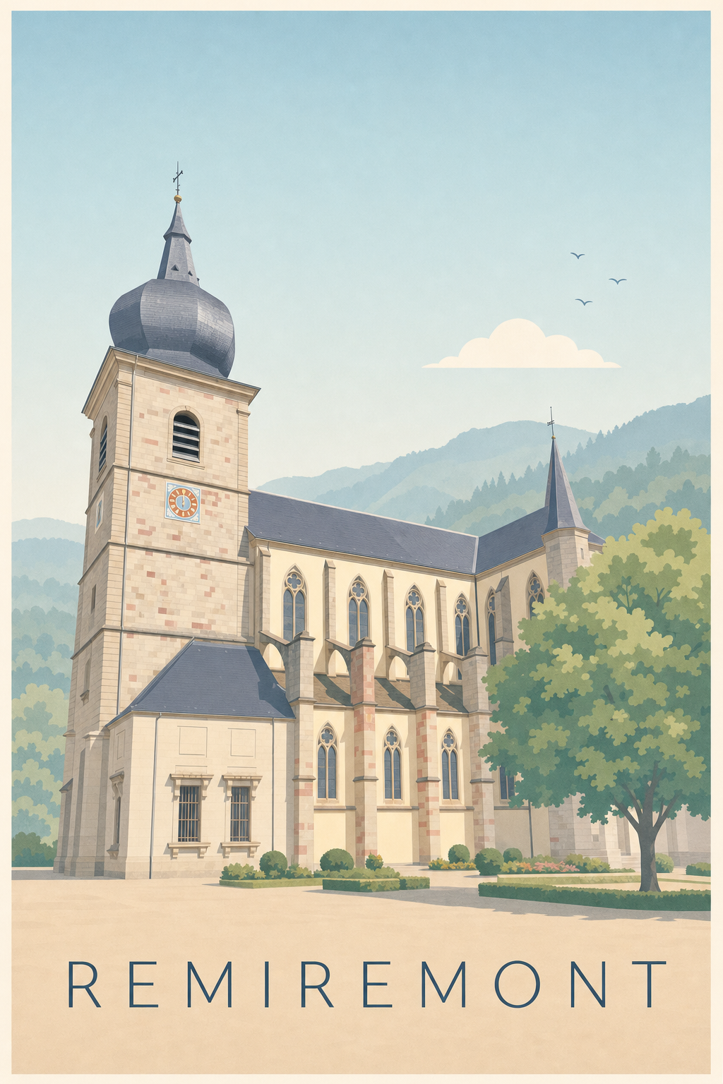 Affiche de Remiremont, poster clocher à bulbe