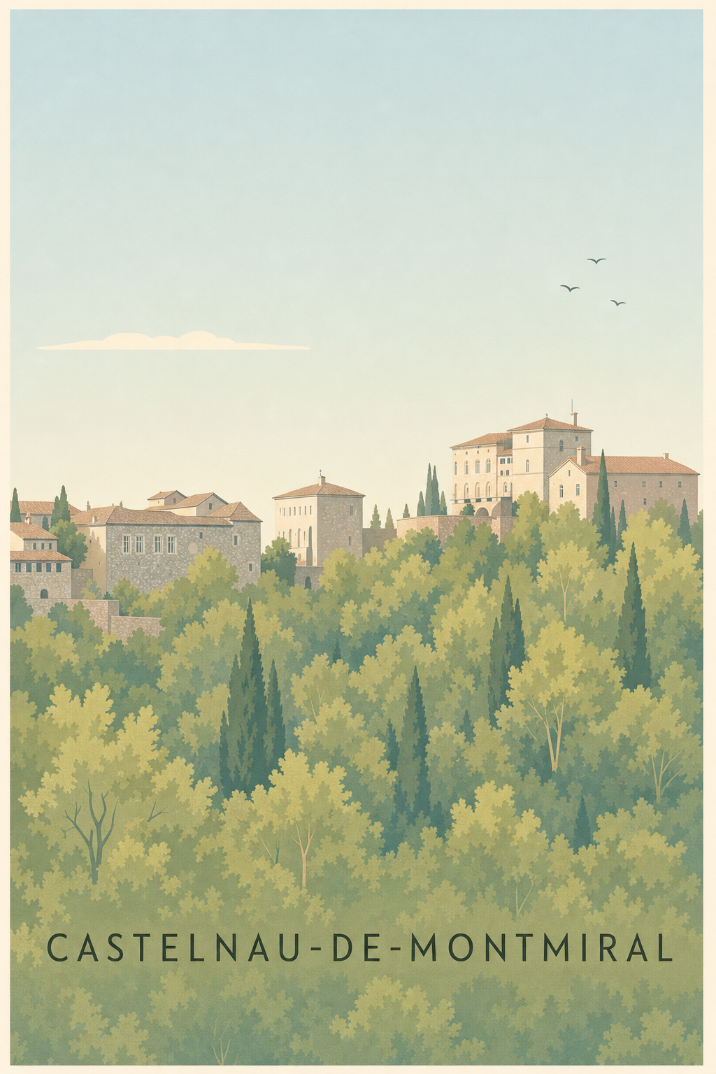 Affiche de Castelnau-de-Montmiral, poster village Tarn