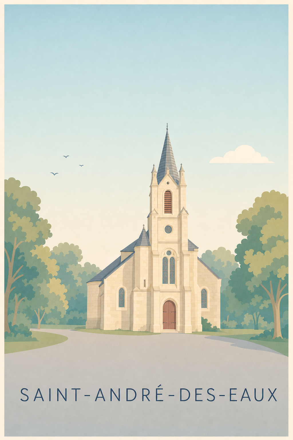Affiche de Saint-André-des-Eaux, poster de l'église