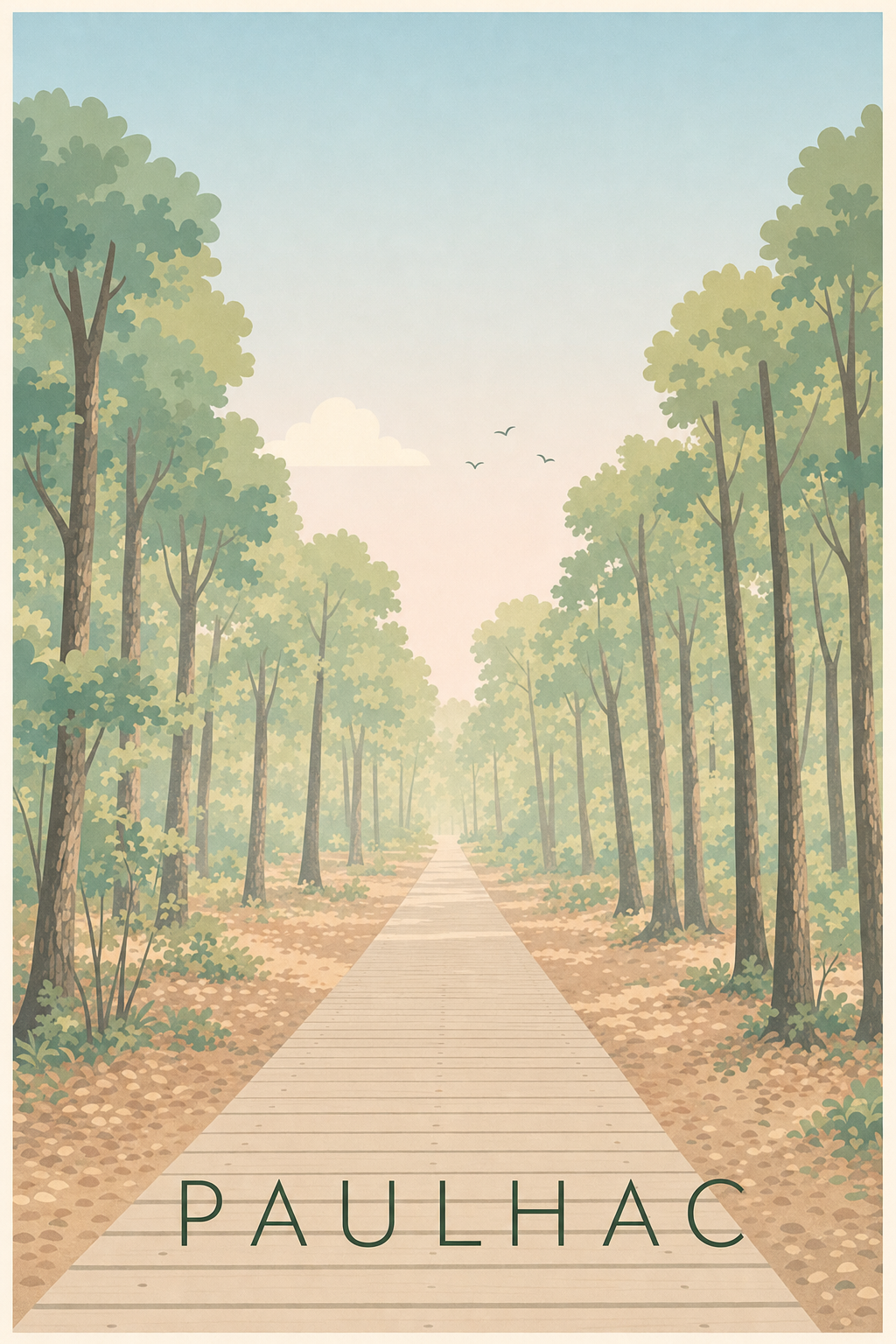 Affiche de Paulhac, poster sentier de forêt